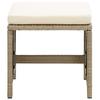Garden Stool Set 2 Pieces with Seat Cushions Poly Rattan Beige