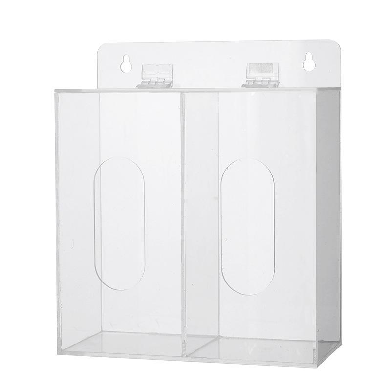 Punch-Free Acrylic Wall-Mounted Organizer Box for Gloves, Shoe Covers, Masks, and Hats.