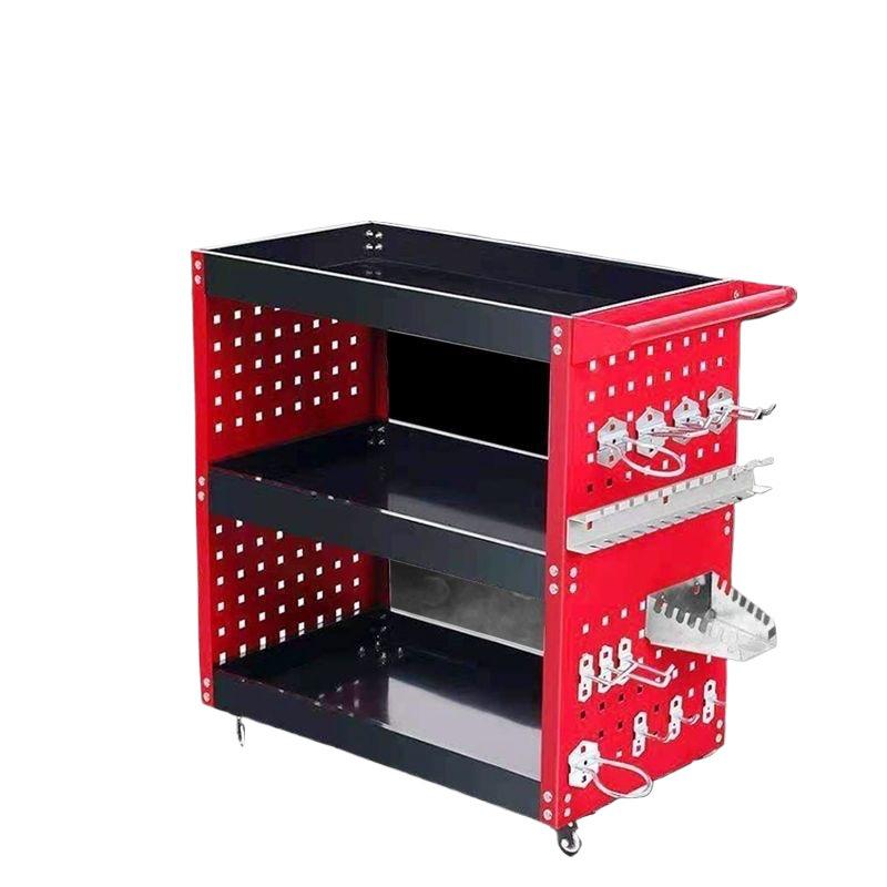 Three-Tier Mobile Tool Cart & Bicycle Repair Stand: Multifunctional Hand Truck with Hardware Tools Shelf for Auto Repair Parts.