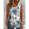 Modisches Damen V-Ausschnitt Ärmelloses T-Shirt 3D Farbdruck Blumen T-Shirt