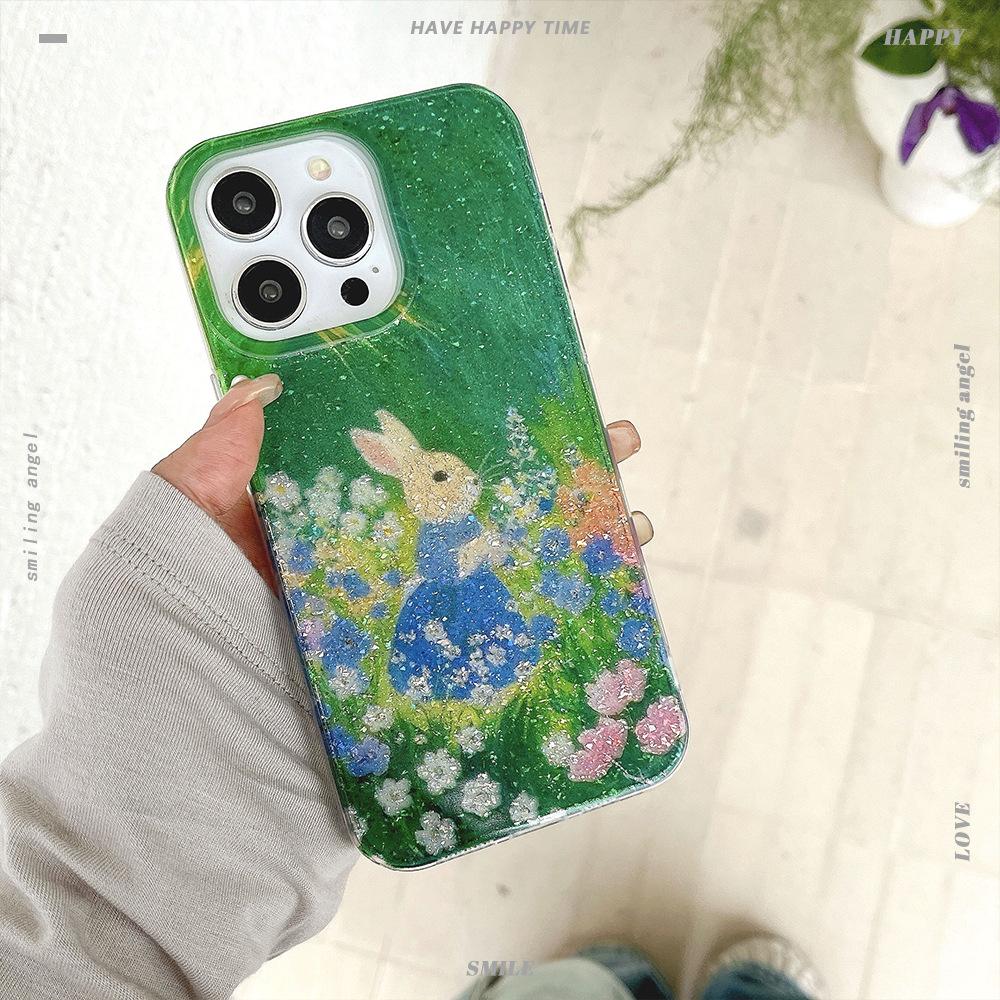 

Блестящий кролик Подходящий чехол для мобильного телефона Apple 16 Чехол-протектор для iPhone 15 14 Чехол с мягкими краями 13promax Женский Apple 17PROMAX