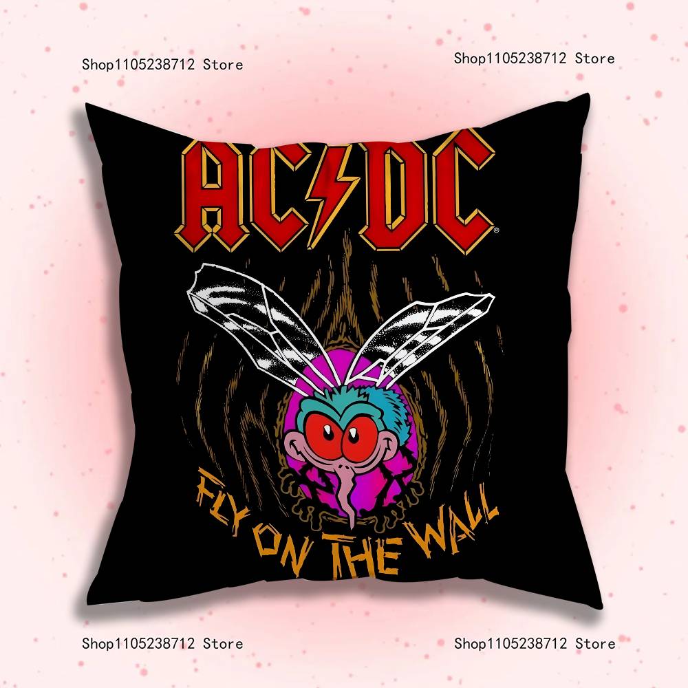 Federe Cuscino Banda Rock A-ACDC Cantante Cool Cartone Animato Divano Decorativo Casa Stampa Double-sided Corto Peluche Carino Federa Cuscino