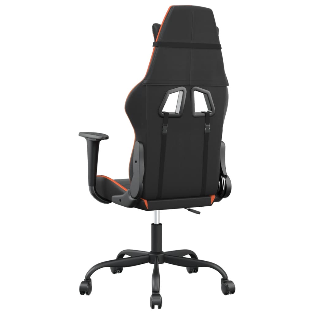 Gaming Chair with Massage Function Black and Orange Faux Leather