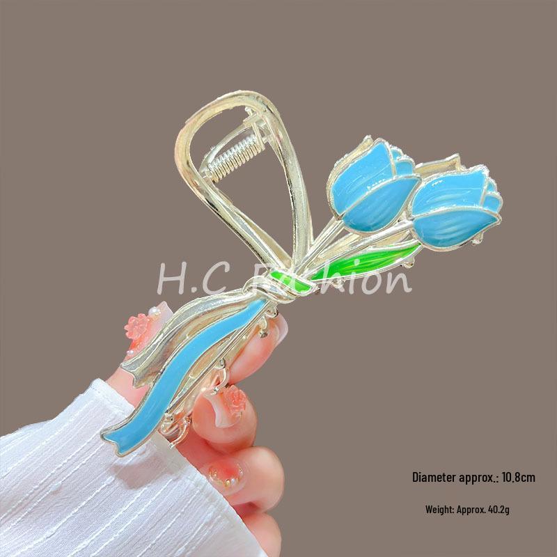 Spring Floral Hand-Painted Hair Clip - Women s Sweet Style Hair Claw
