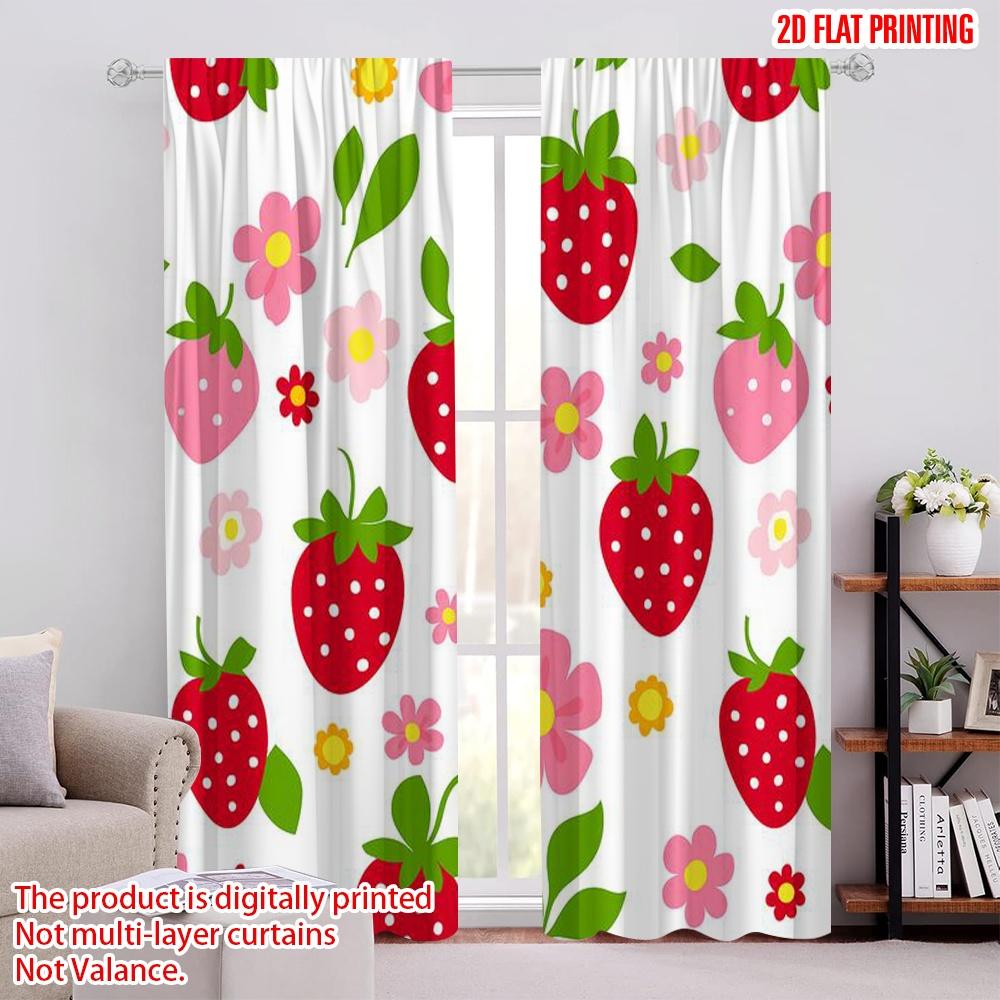 

2pcs,2D plane printing Curtain Popular BerryBlossomPattern Versatile Polyester Fabric (without rod) Versatile All for Living 52.50 × 116.00 cm 2 pcs