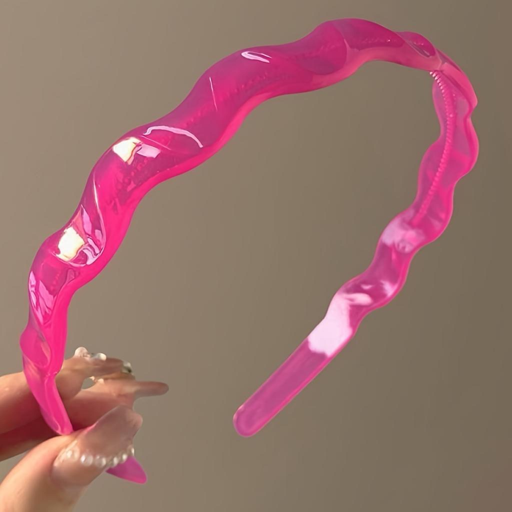 Hairband in Jelly Color Face Washing Hair Pressing Teeth Waves Anti-slip Headband Women's Outing, Versatile Hair Clip, Temperament Headwear