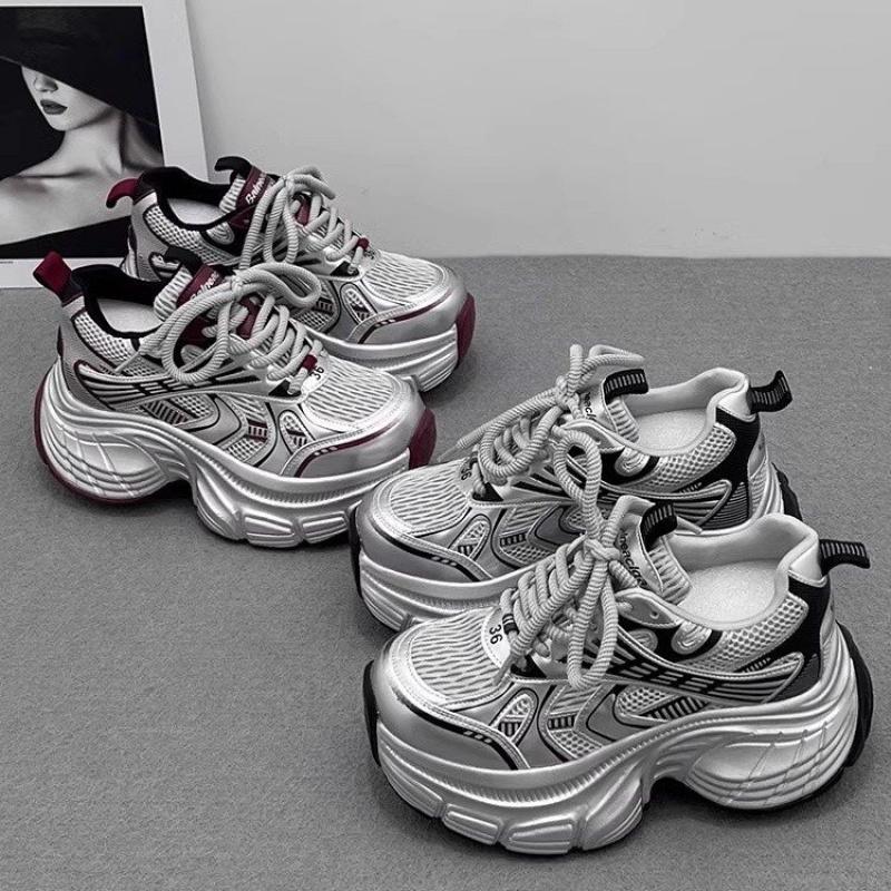 Dad shoes 2025 Spring and Autumn New Fashion Mesh Shoes Casual Sports Shoes Versatile Thick-Soled Women's Shoes