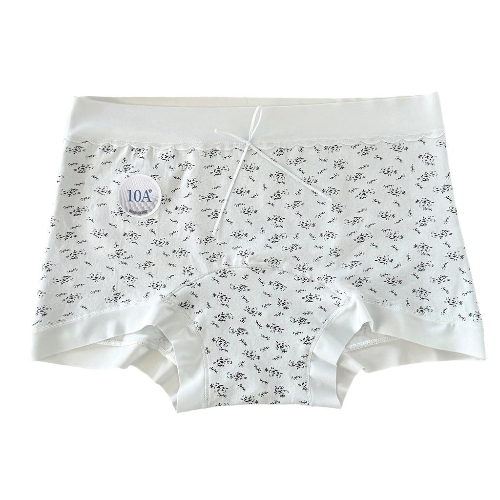 Ladies' New Summer All Match Sweet Floral 10A Antibacterial Cotton Extended Mid Waist Panties