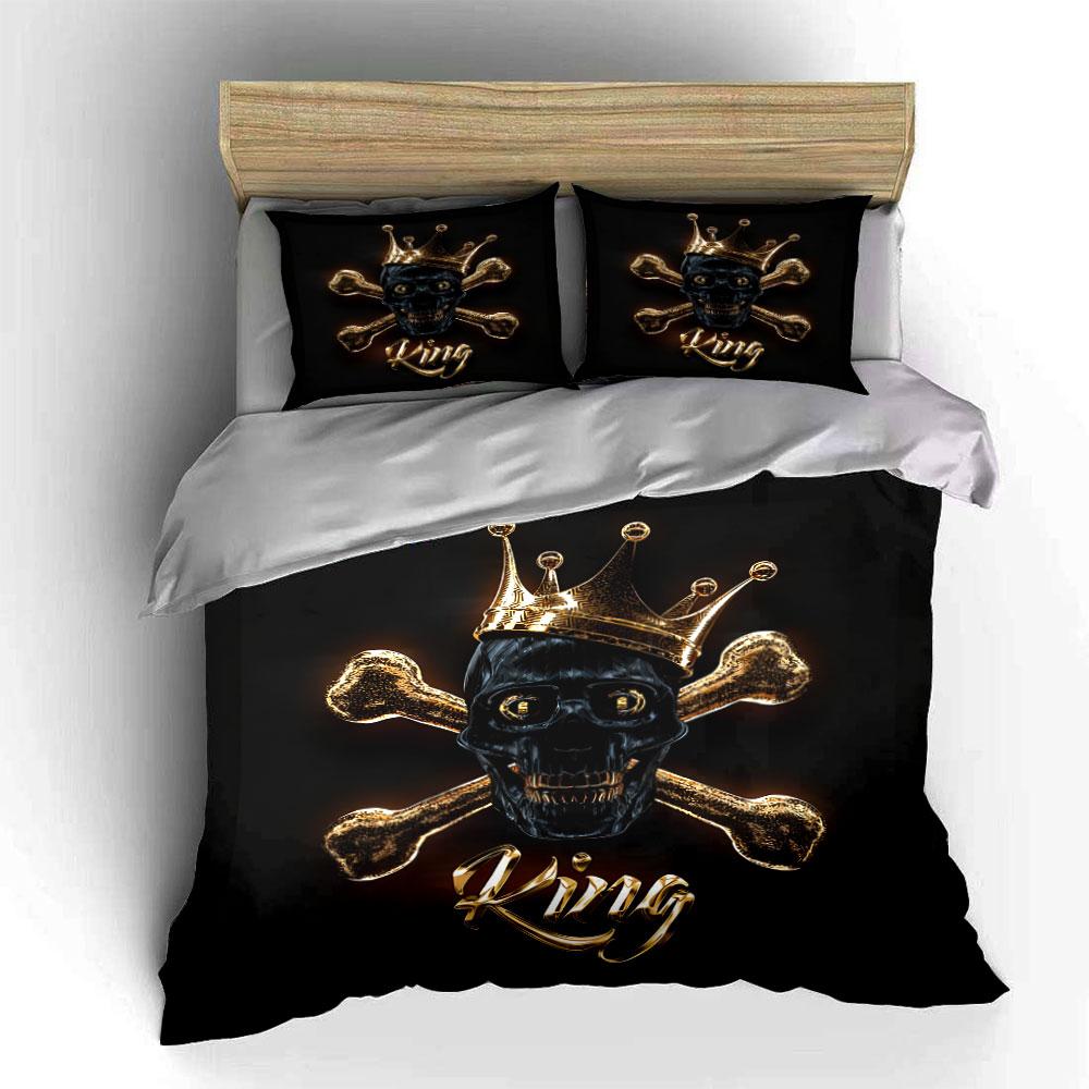 Royal Skull Themed Decor Set Soft Comfortable Duvet Cover Bedding Set Included 1*Duvet Cover & 2*Pillowcases, Gift