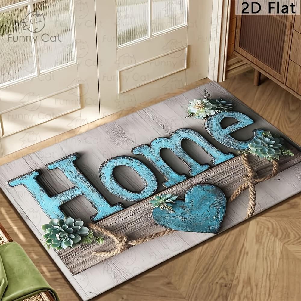 Blue Home Outdoor Mat Plaid Pattern Welcome Rug for Festive Home Decor Mat Non Slip Floor Protector for Xmas Entrance Kitchen 40x60cm
