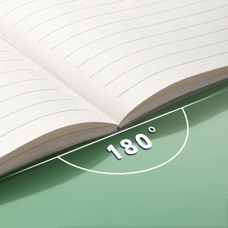 Ombre Green Thick Notebook - 112-Page Lay-Flat Design, Waterproof PU Cover & 80gsm Paper for School/Office, A5/B5 Size Options