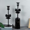 1PC Glass Halloween Bow Taper Candlesticks Elegant Table Centerpieces Tabletop Decor for Dinners Black Weddings 4 Styles