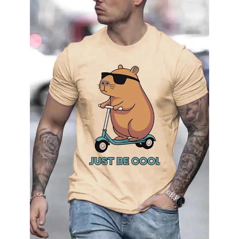 Zomer Rond Hals 3D Capybara Grafische Print Top Modieuze Casual Korte Mouw Heren T-shirts
