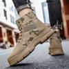 Camouflage canvas Martin boots men's high-top autumn and winter tooling rhubarb boots medium-top men's shoes western cowboy boots