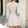 Cappotto da Donna a Doppio Petto di Media Lunghezza Vestibilità Slim Capospalla Coreano Autunno Inverno