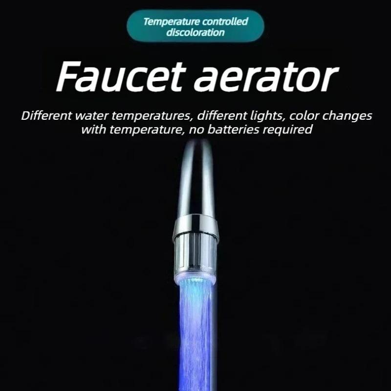 3 Color Light Change LED Faucet Aerator Water Saving Tap Nozzle for Kitchen Bathroom Sink Stream Glow Spray Head Attachment