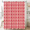 Modern Bath Curtain with Red and Black Diamond Pattern Waterproof Fabric Shower Coo