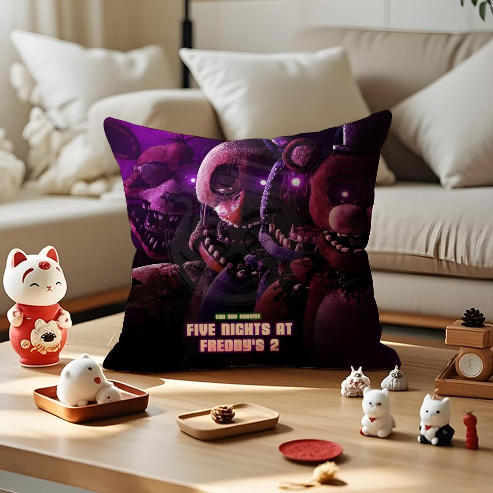 Movie Five N-Nights At F-Freddys2 Cushion Cover Anti-dustmite Pillowcase Invisible Zipper Silky Short Plush Sofa Cushion Cover