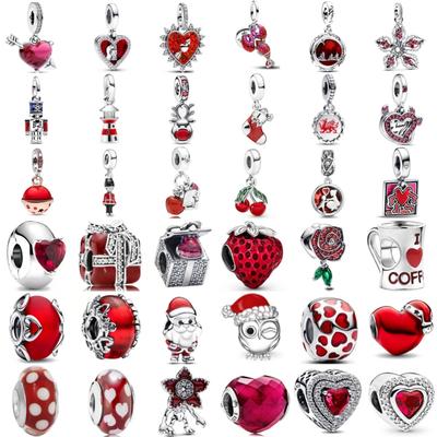 Copper Heart Shape, Strawberry Beads, Lobster, Cherry Pendant Suitable For European Original Bracelet Diy Exquisite Jewelry