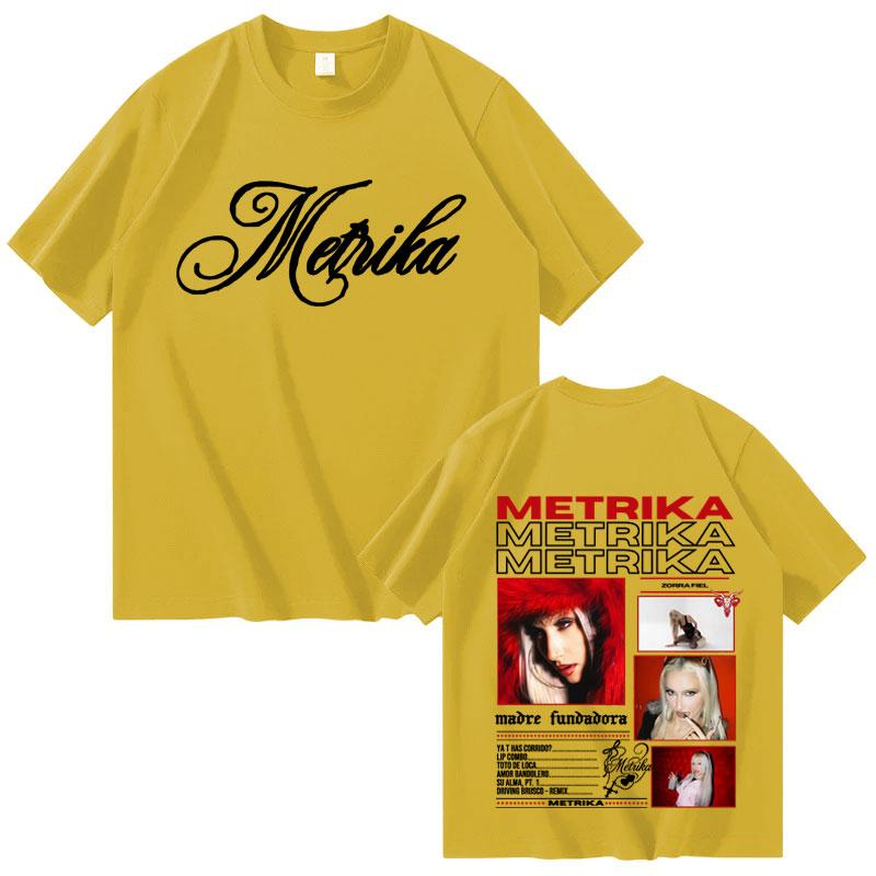 Rapper Metrika Album 2025 Double Sided Print Cozy T Shirt Mens Women Fashion Short Sleeve Tshirts Casual Oversized Y2K Tshirt