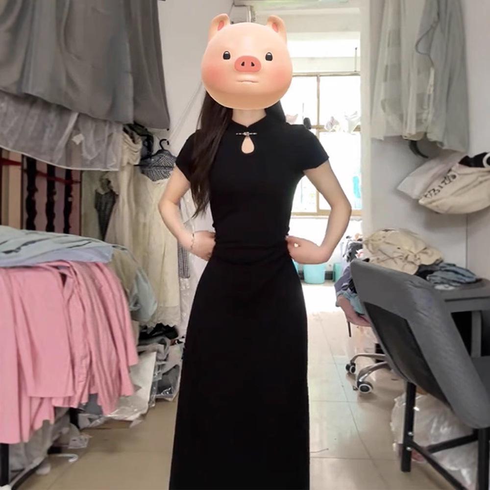 2025 Petite Black Cheongsam: Stylish Slimming Chinese-Style Summer Dress