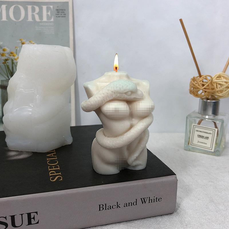 DIY Female Body Snake Candle Silicone Mold Greek Mythology Human Animal Shape Statue Soap Gypsum Resin Ice Cube Mould Home Decor