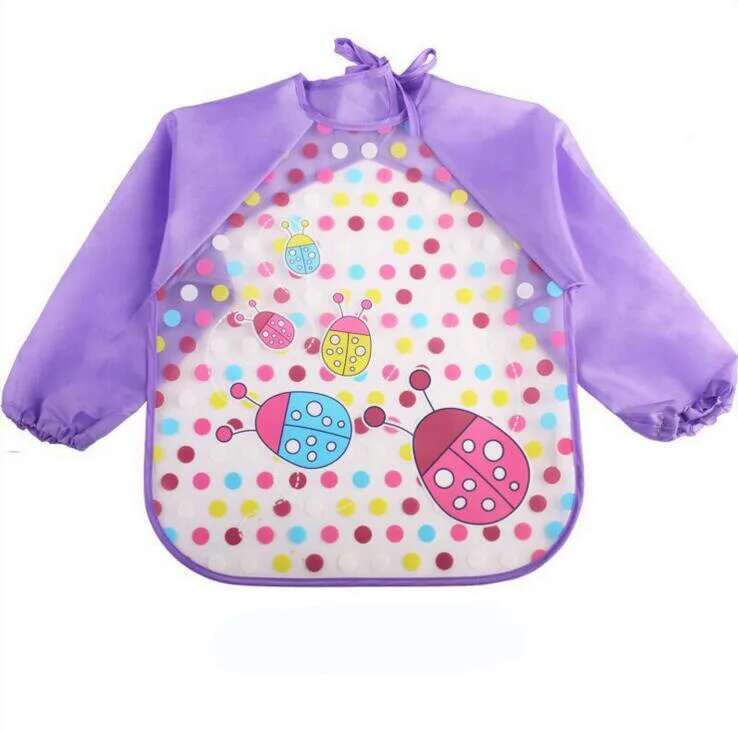 Baby Waterproof Bibs Apron Boys Girls Burp Cloth Toddler Child Newborn Feeding Painting Infant Long Sleeve Draw Animal Cartoon