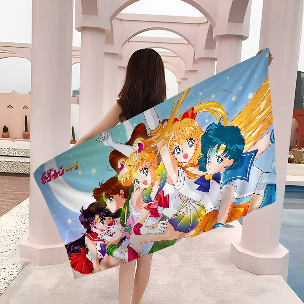 Hot Anime S-Sailor M-Moon Microfiber Beach Towel Absorbent Quick Dry Soft Yoga Swimming Resort Mountain Climbing Towel