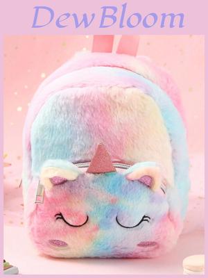 Unicorn Plush Childrens Backpack With Air Cushion Straps For Girls Daily Use