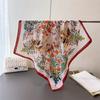 2024 Luxury Animals Floral Print 70cm Cotton Velvet Square Scarf for Women Soft Neckerchief Lady Hijab Neck Tie Hair Headbands