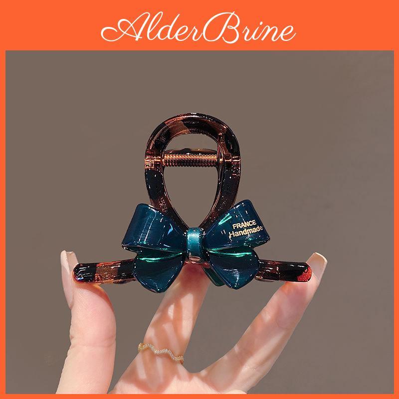 Medium Contrasting Bow Korean Shark Clip Fashionable Hot Stamping Letters Half Tied Hair Clip Hair Clip