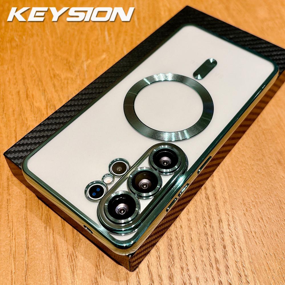 KEYSION Magnetic Plating Transparent Case for MagSafe for Samsung Galaxy S26 Ultra 5G S26+ Shockproof Lens Protector Phone Cover