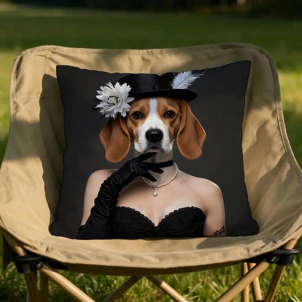 Beagle Hund Kissenbezug Weich Wendbar Langlebig Kissenbezug Vielseitig einsetzbar für Zuhause Auto Täglichen Komfort