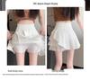 High-Waist A-Line Mesh Pleated Skirt: Women's Summer/Spring 2024 Short Skirt Pants