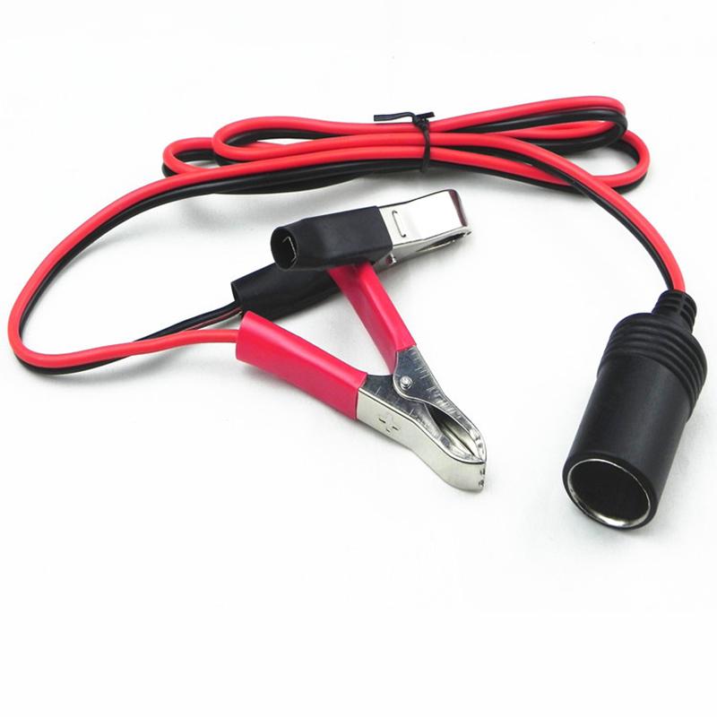 Car Cigarette Lighter Power with Terminal Clamp Clip  Female Socket Adaptor for Camping Battery Pump Power Adapter Splitter 12V
