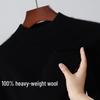Men's 100% Pure Wool Half-High Collar Thick Knit Pullover Sweater