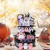 Halloween Party Decor Set with 14pcs Cute Ghost Pumpkin Wooden Signs Ornaments for Home Table Tiered Tray Supplies