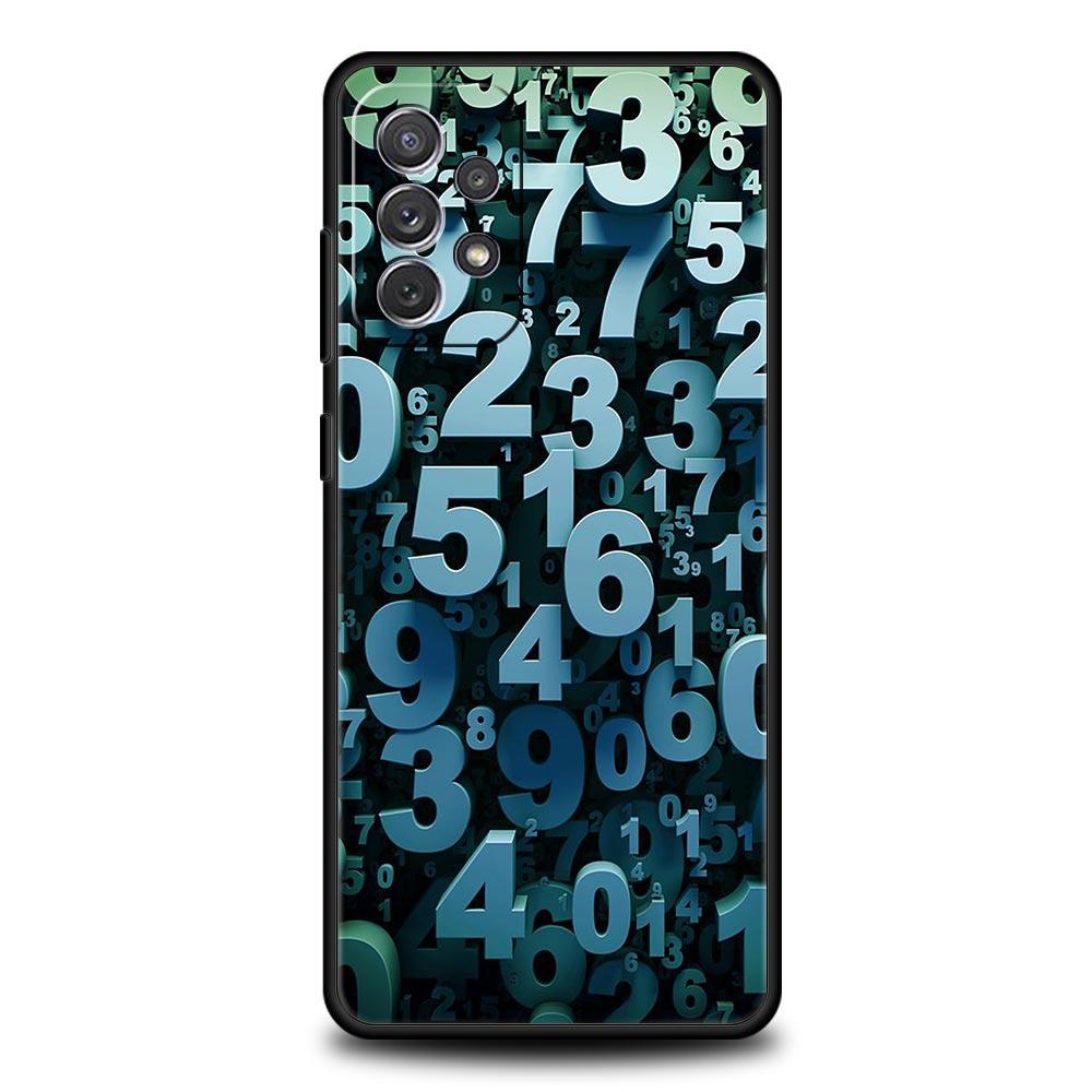 Number Pattern Phone Case for Samsung Galaxy A55 A35 A17 A07 A15 A13 A25 A51 A71 A72 A73 A32 A52 A52S A41 5G Soft TPU Shell Bags