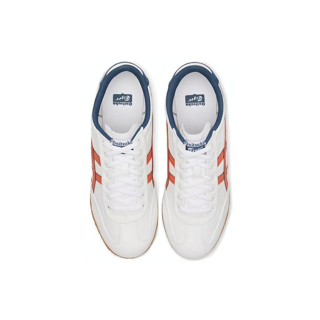 Onitsuka Tiger Men's Machu Racer White Orange Fabric Lace-Up Sneakers 1183A858-101
