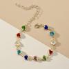 Bracciale Colorato Lucido a Forma di Cuore, Raffinato Bracciale con Perline, Stile Retrò Elegante