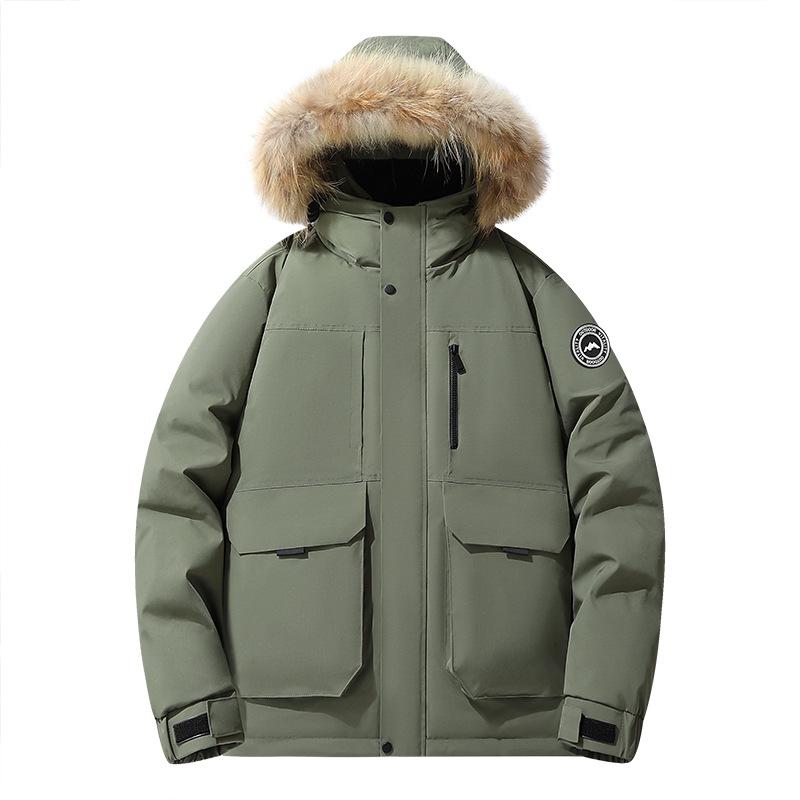 2025 Winter New Couple's Hooded White Duck Down Jacket - Men's Thick, Warm, Loose, Plus Size Outerwear