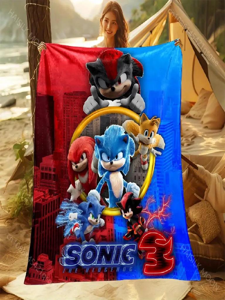 Speedy Hedgehog Print Throw Blanket for Home  Travel Soft Comfortable Cartoon Blanket for Adults Kids Great Gift Idea