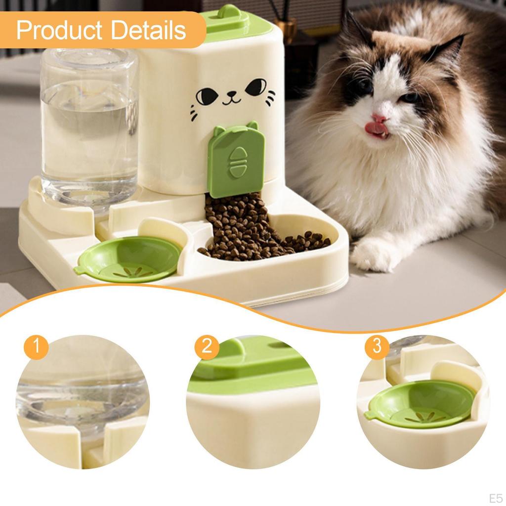 2 In 1 Automatic Pet Feeder Cats Water Container Cat Food Bowl for Small Dogs