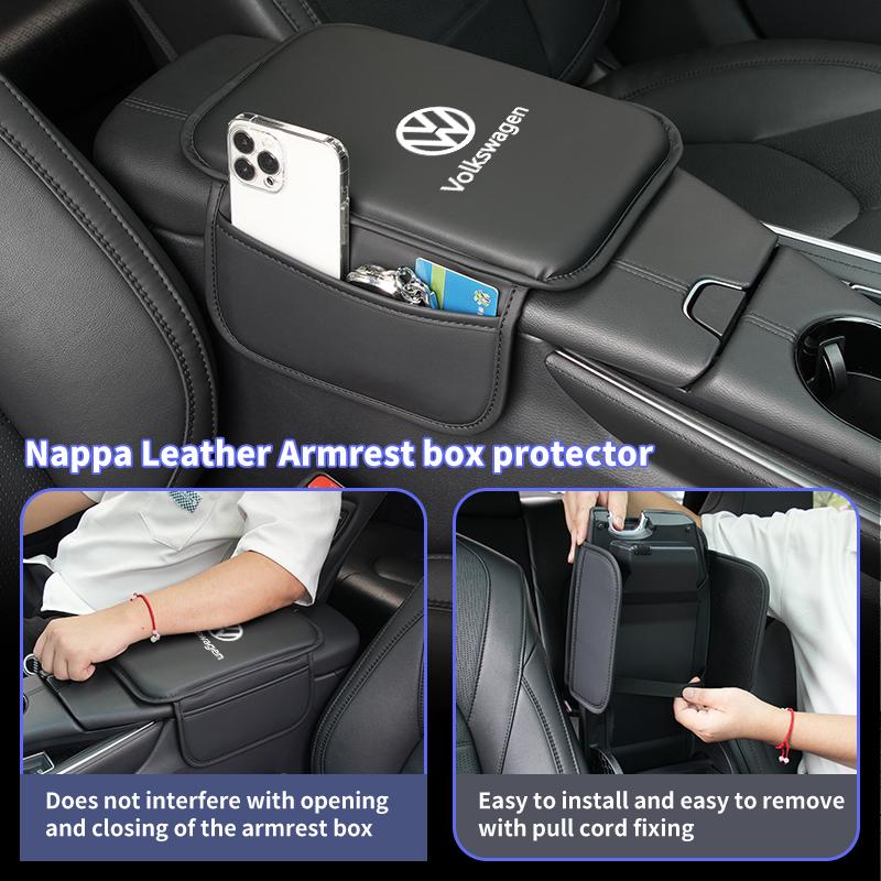 Car Center Console Protector Cover Armrest Box Cushion With Storage Function For VW Scirocco Polo Tiguan Sharan Touran