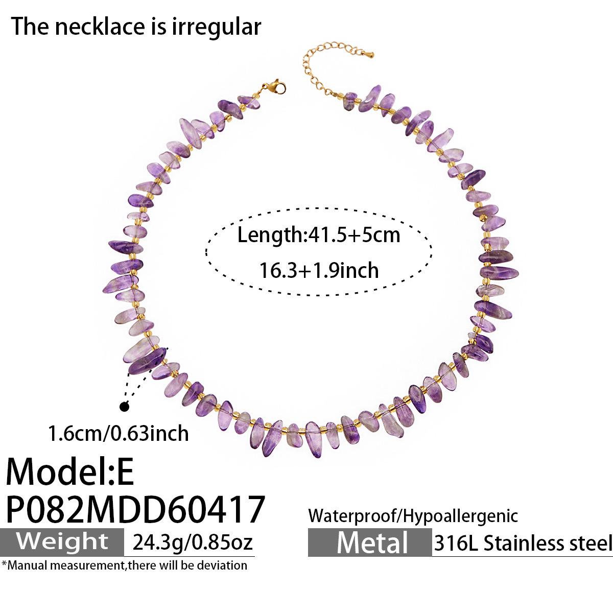 European Style Mixed-Color Beaded Natural Stone Necklace with Irregular Design