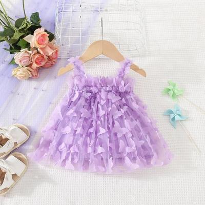 Mädchen Sommer Langarmkleid Einfarbig Mesh-Einsatz Rock