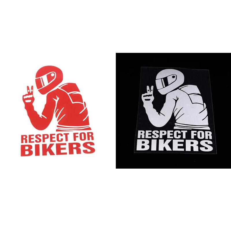 Motorcycle Reflector Sticker Decal Waterproof Helmet Reflective Stickers Motorcycle Car Red Respect for Bikers Vinyl 3D Stickers