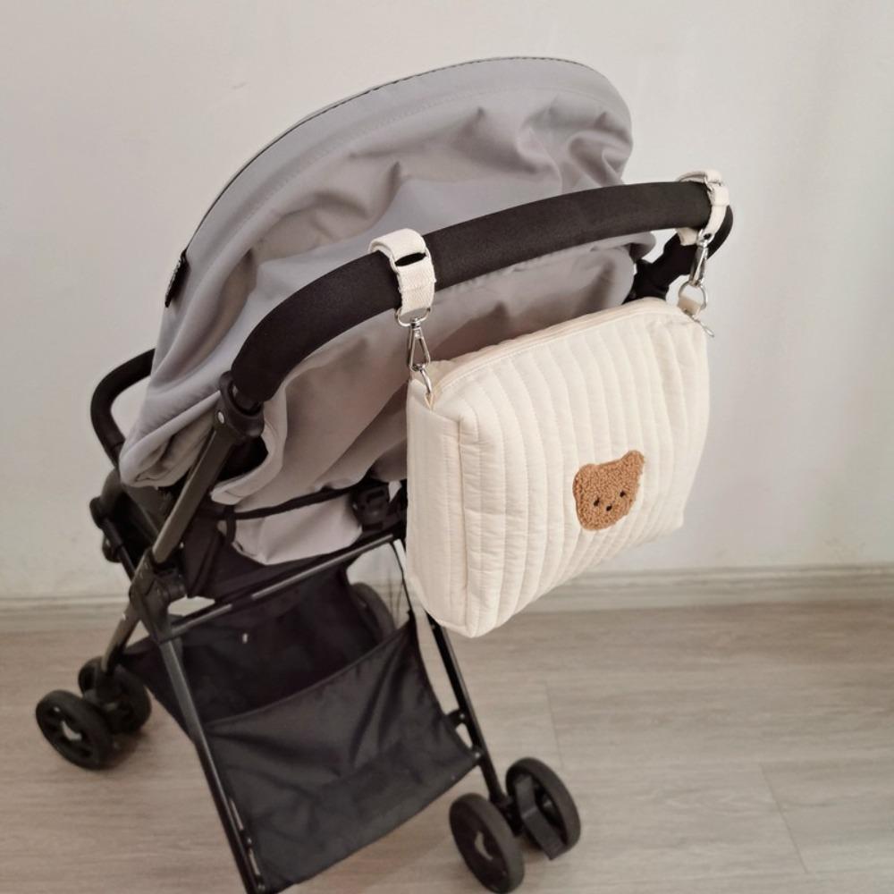 Quilted Cotton Pram Storage Bag Bear Mommy Bag Stroller Organizer Bag  Baby Stroller Accessories