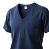 Herenlos V-hals Henley T-shirt met zak en korte mouwen.