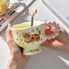 Cartoon Puppy Kitten Mug High End Light Luxury Ceramic Girl with Spoon Coffee Cup Couple Cup Goblet Cup